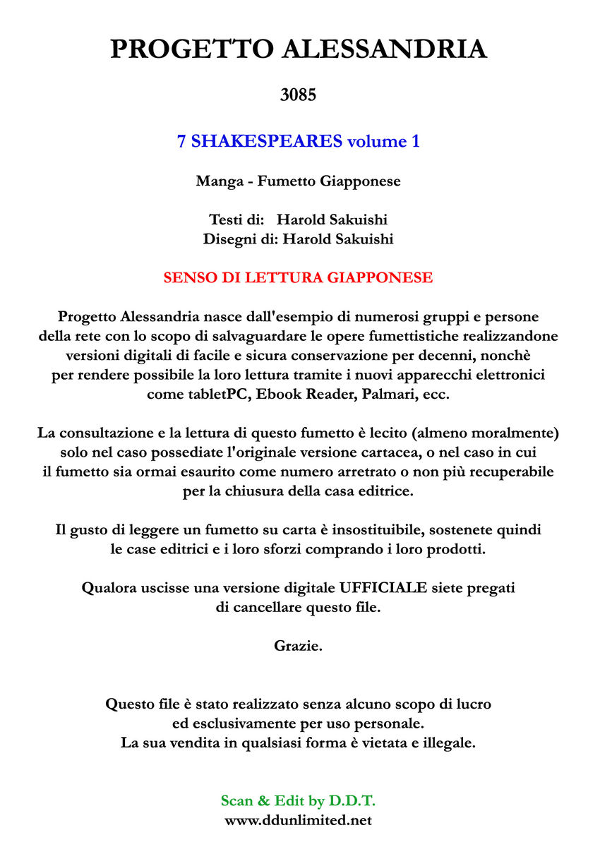 Read 7 Shakespeares Manga Online