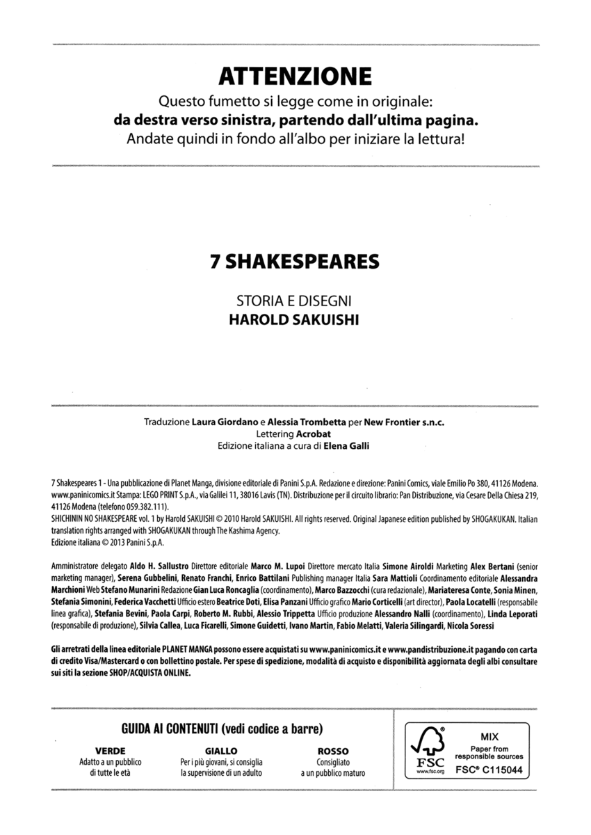 Read 7 Shakespeares Manga Online